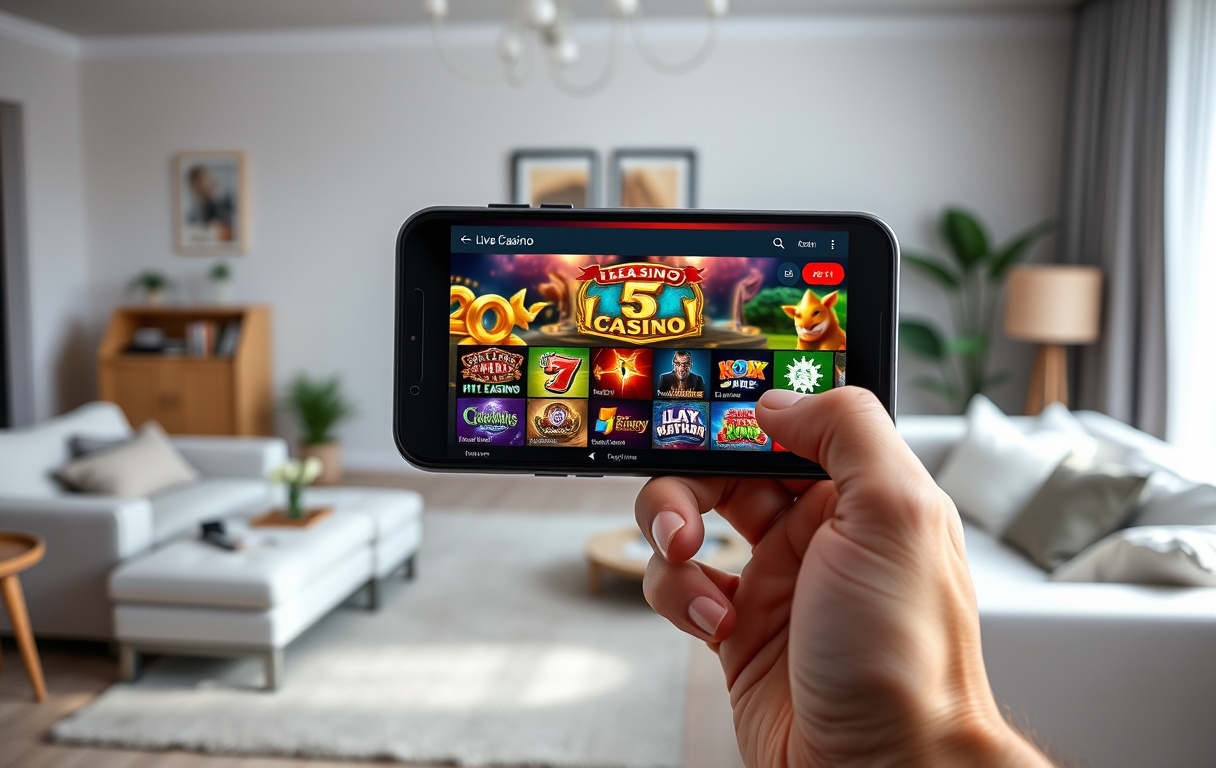 Mobilcasino på smarttelefon med spillutvalg i norsk stue